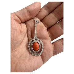 Diana M. Custom Antoque Coral Anhänger 18K Weißgold