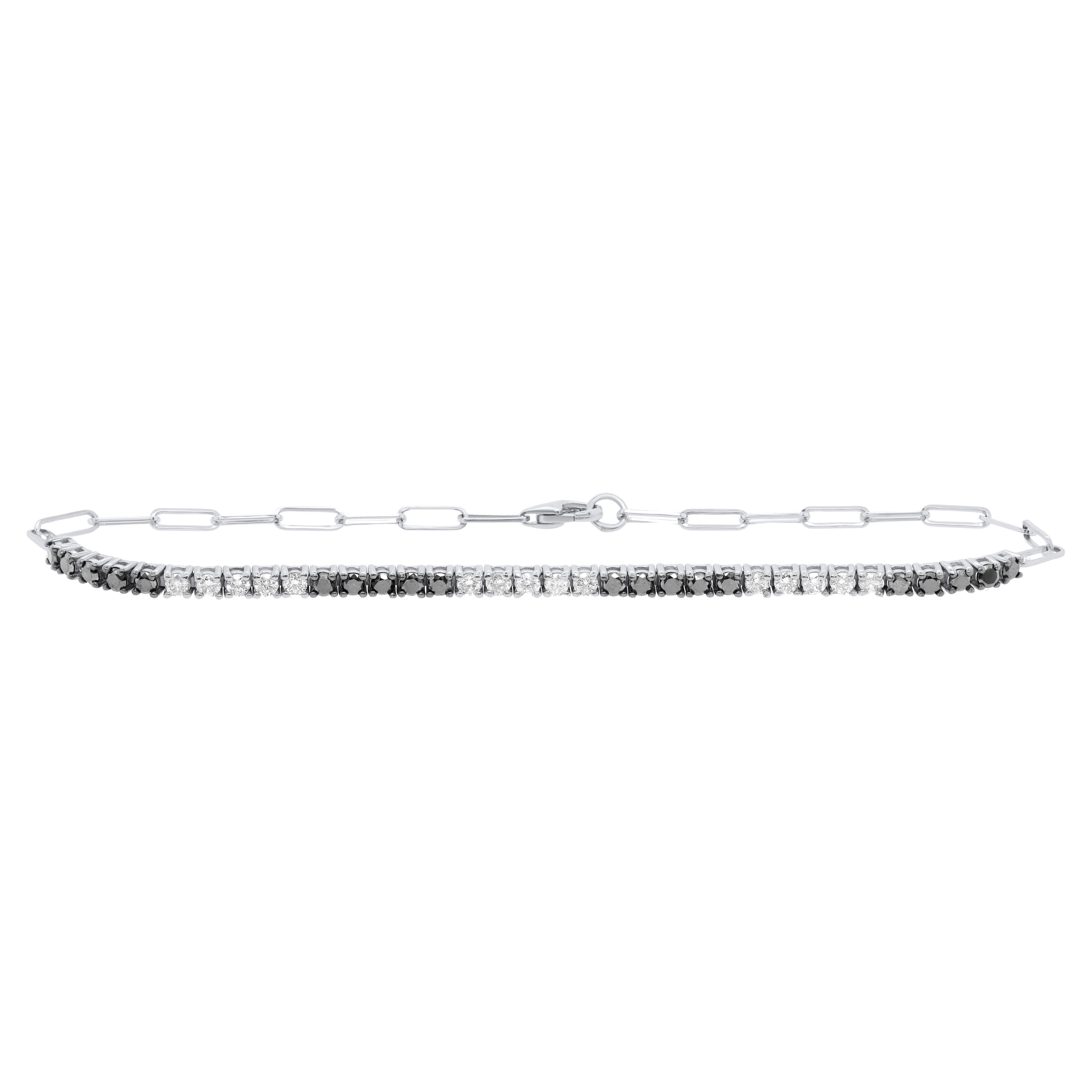 Diana M. Custom Black White Diamonds Fashion Bracelet 14K White Gold