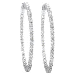 Diana M. Custom Diamomd Round Hoop Earrings 14K White Gold