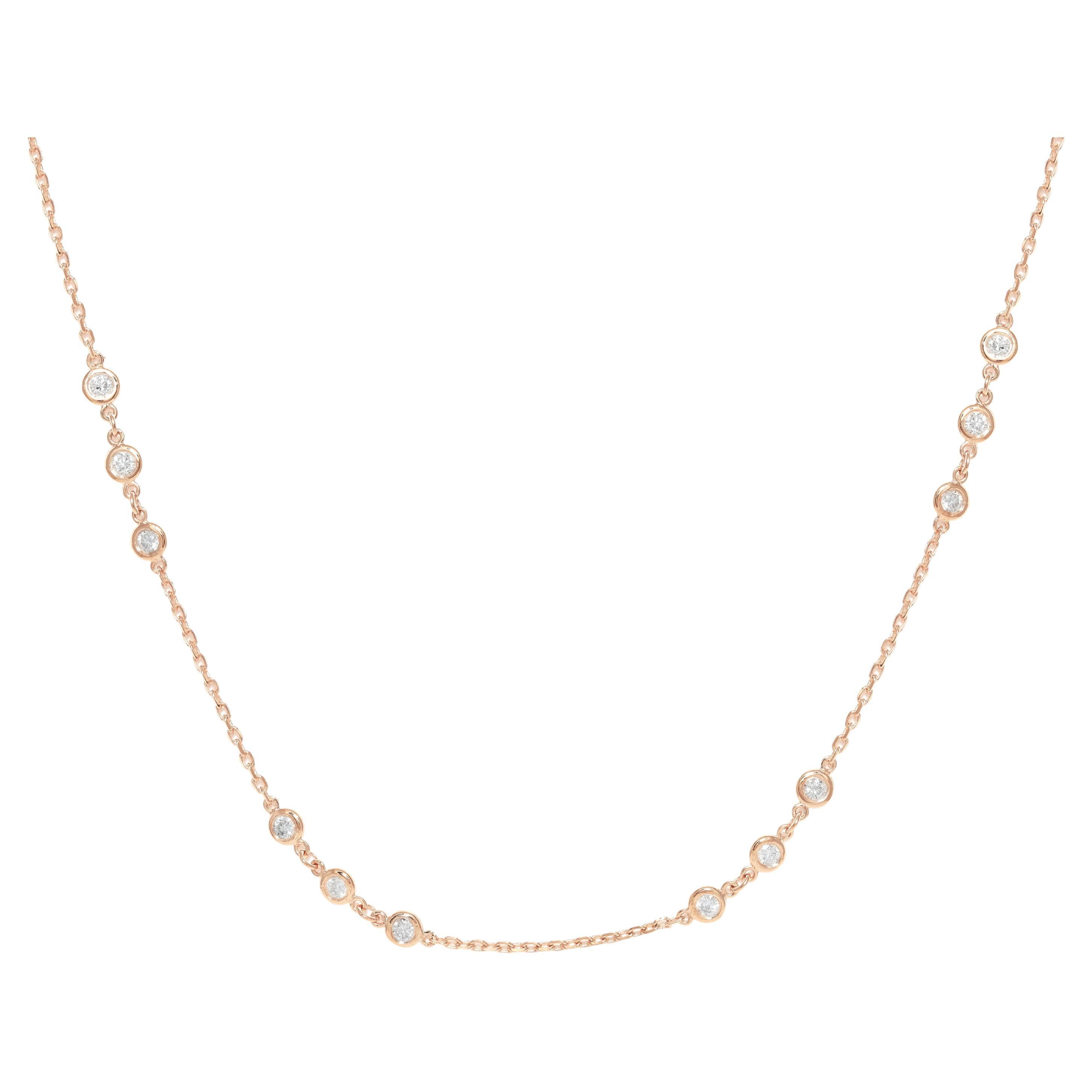 Diana M. Custom Diamond-By-The-Yard Necklace 1.00 Cts. Diamond 14K Rose Gold For Sale
