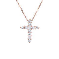 Diana M. Custom Diamond Cross Pendant 14K Rose Gold