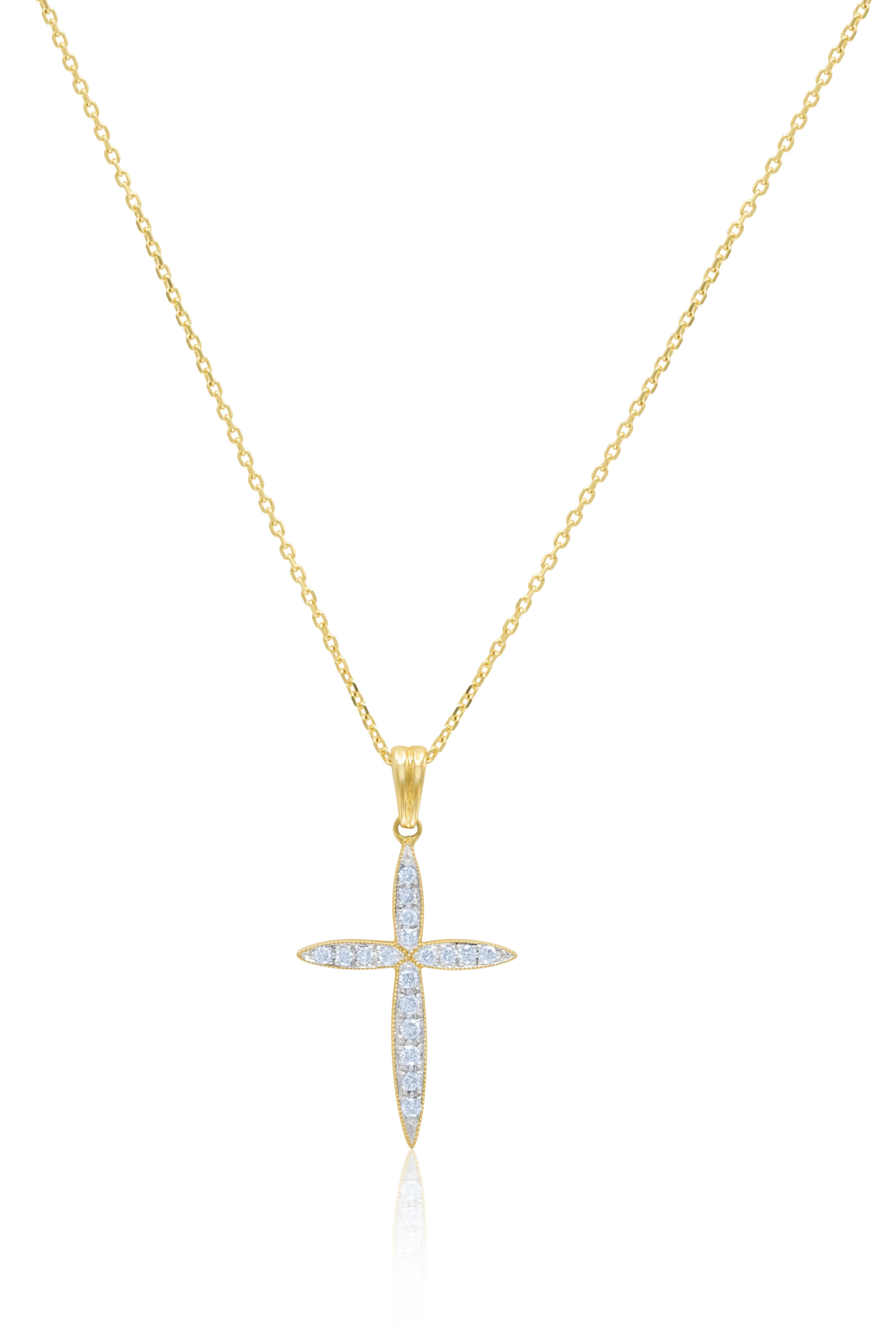 Pendente a forma di croce arrotondata in oro giallo 18 kt da 0,75
