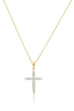 Diana M. Custom Diamond Cross Pendant 18K Yellow Gold