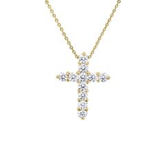 Diana M. Custom Diamond Cross Pendant 18K Yellow Gold