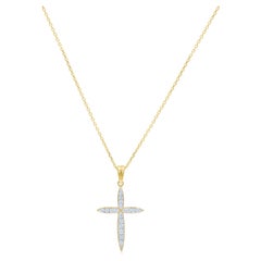 Diana M. Custom Diamond Cross Pendant 18K Yellow Gold