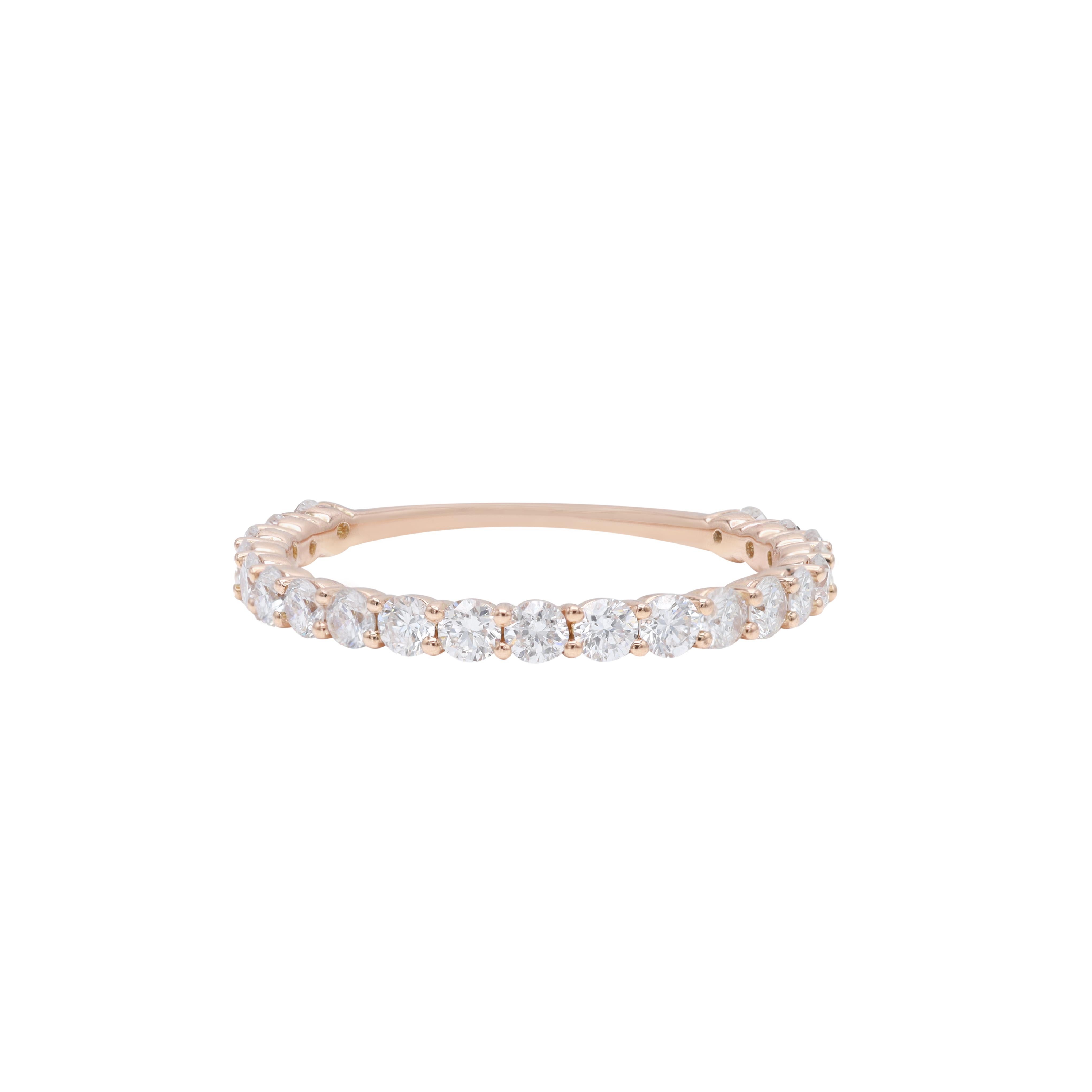 Rose Cut Diana M. Custom Diamond Etenirty Band Ring 14K Rose  Gold For Sale
