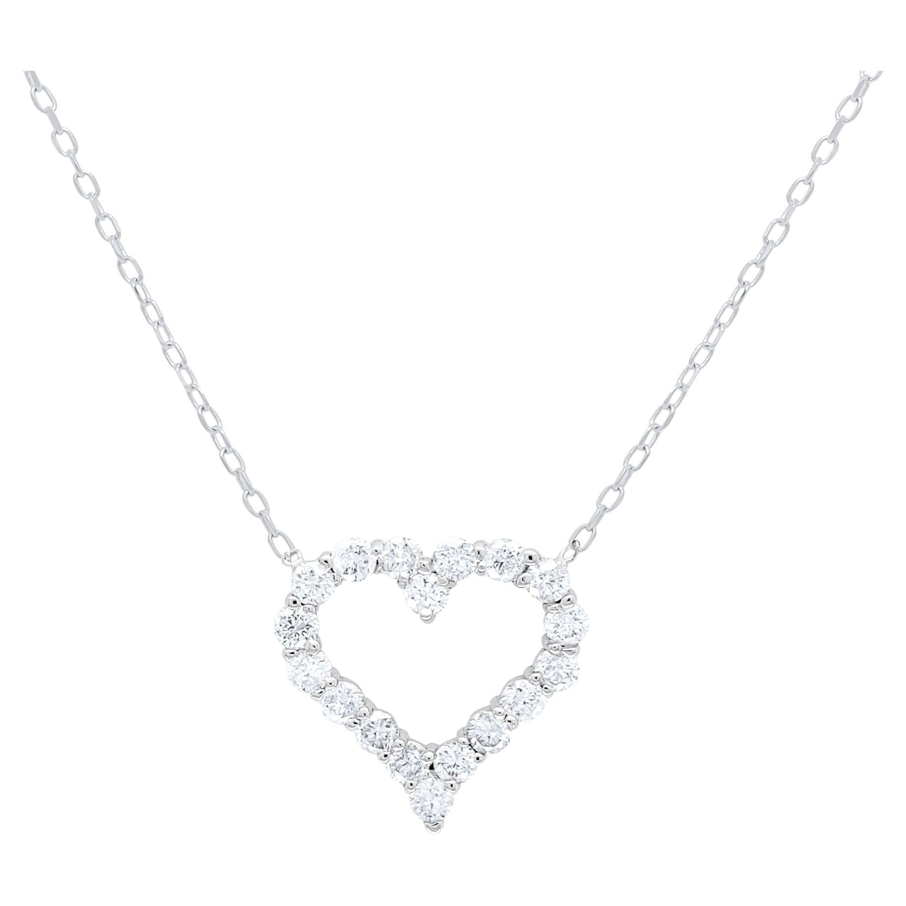 Diana M. Custom Diamond Heart Shape Pendant 14K White Gold