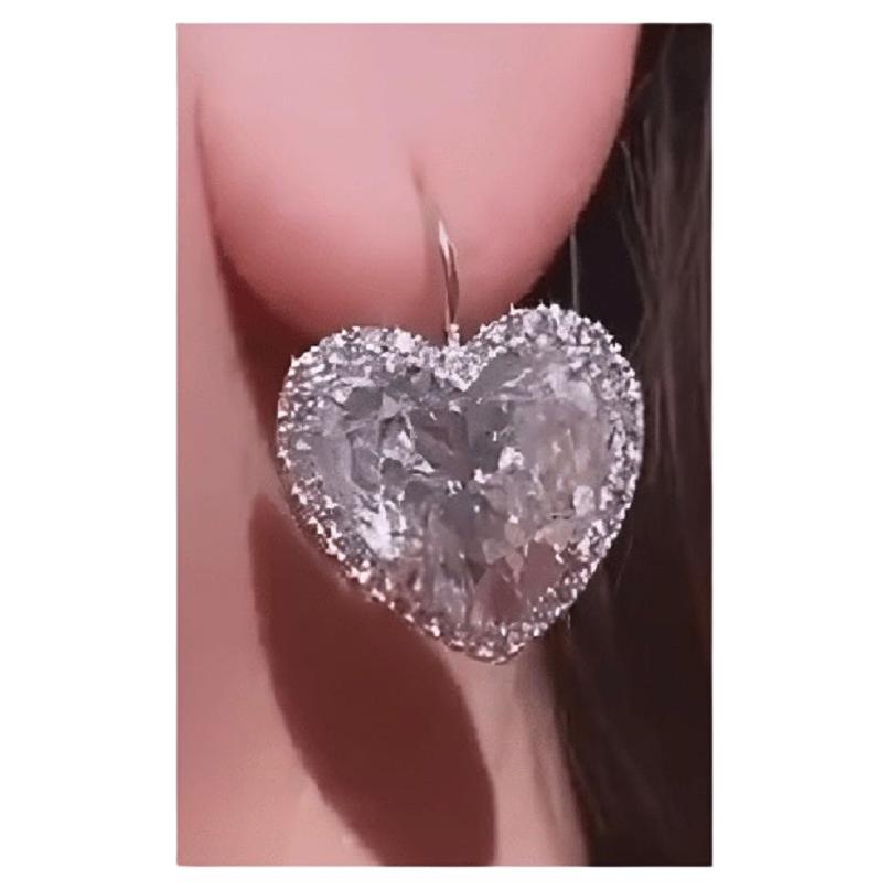 Diana M.  Custom Diamond Heart Shaped Earrings 20.51cts Total GIA Over 10ct Each For Sale