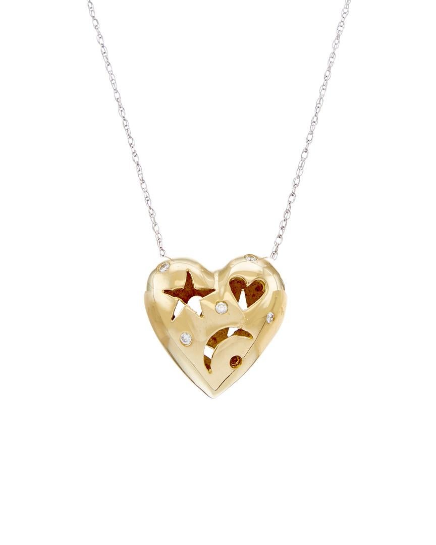 Diana M. Custom Diamond Heart Shaped Anhänger 14K Gelbgold (Rundschliff) im Angebot