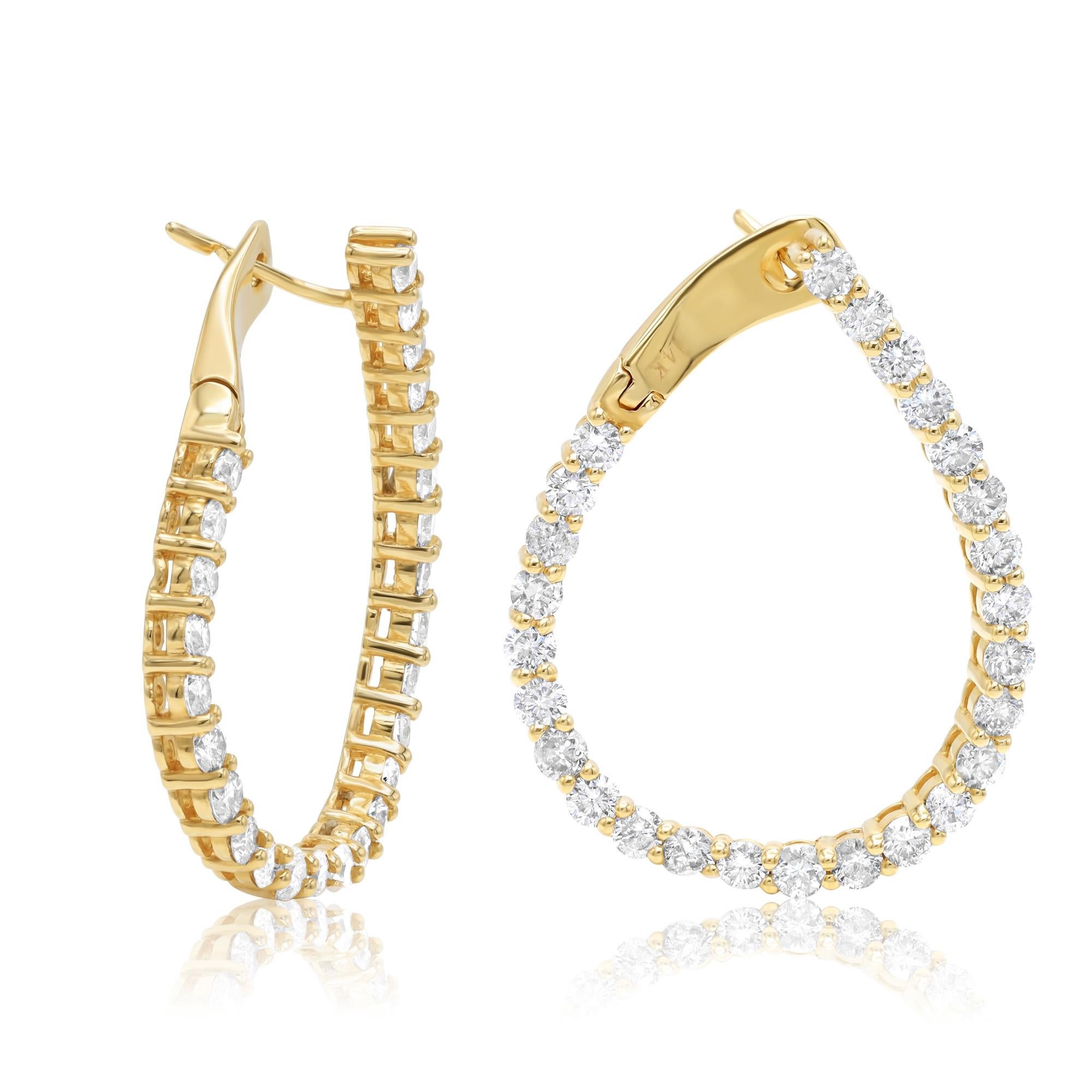 Diana M. Custom Diamond Hoop Earrings 2.60 Cts. 14K Yellow Gold In New Condition For Sale In New York, NY