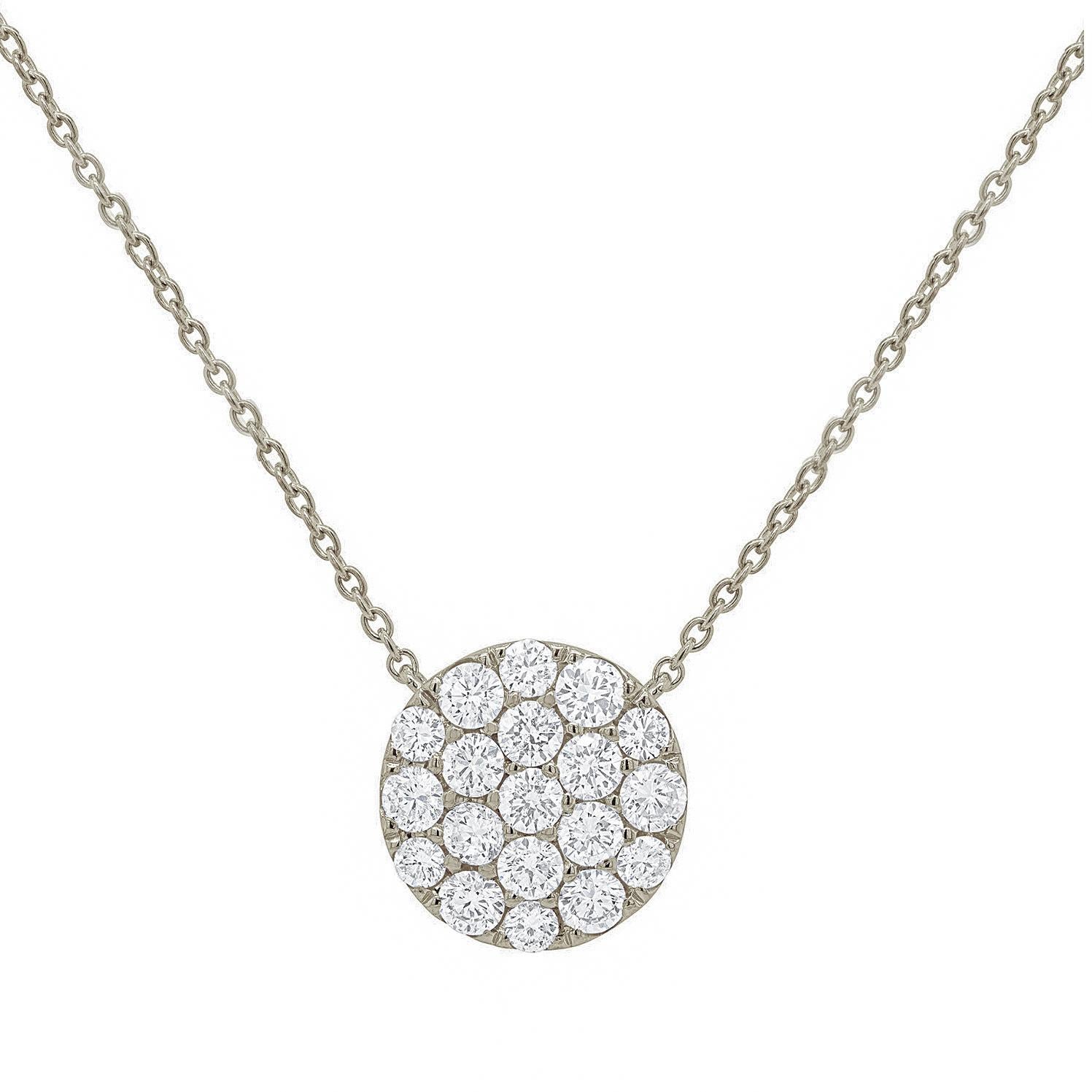 Colgante de diamantes personalizado Diana M. Oro blanco de 14 quilates Corte redondo en venta