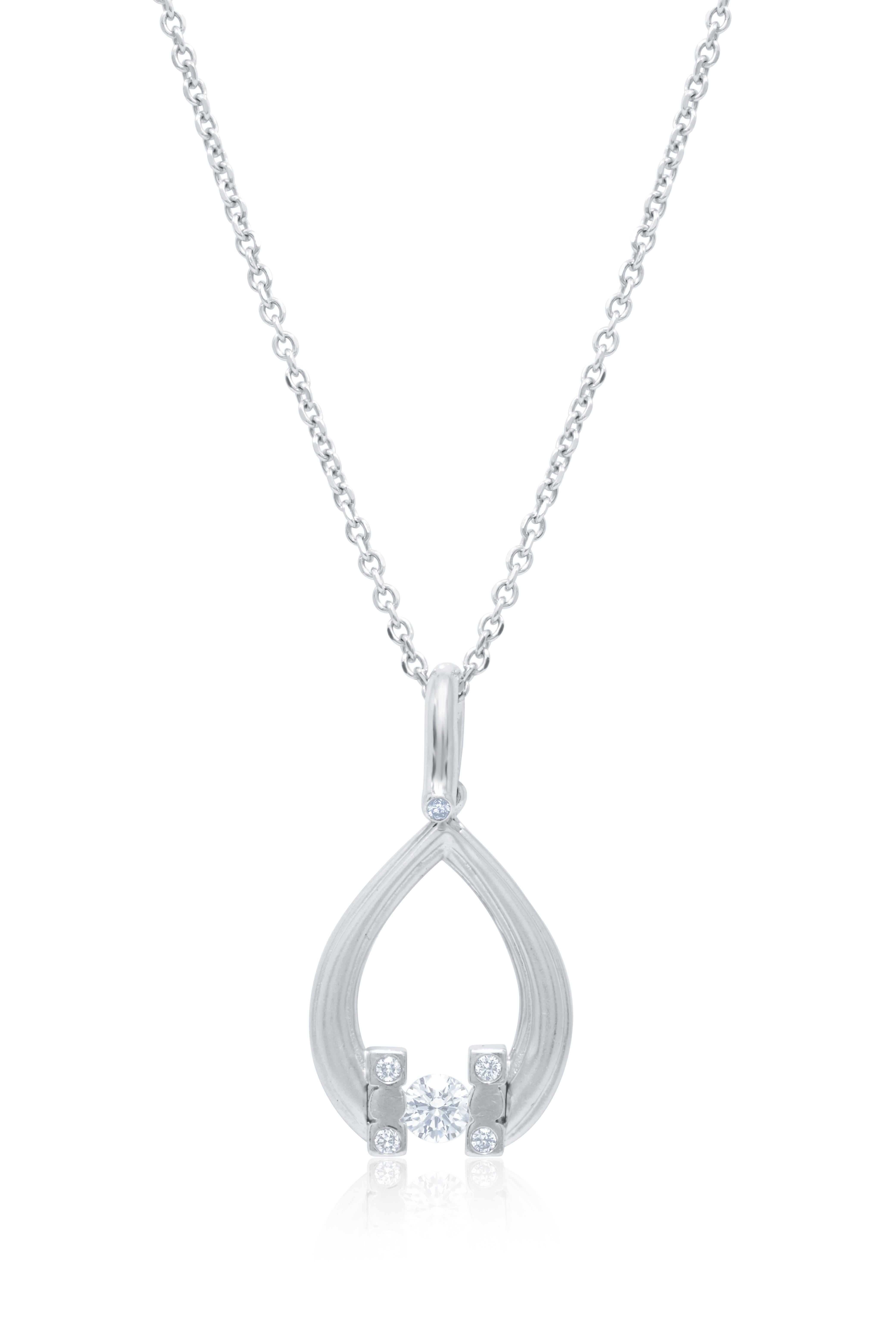 Diana M. Individueller Diamant-Anhänger 14K Weißgold (Rundschliff) im Angebot