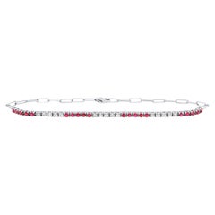 Diana M. Custom Diamond Ruby Tennis Bracelet 14K White Gold