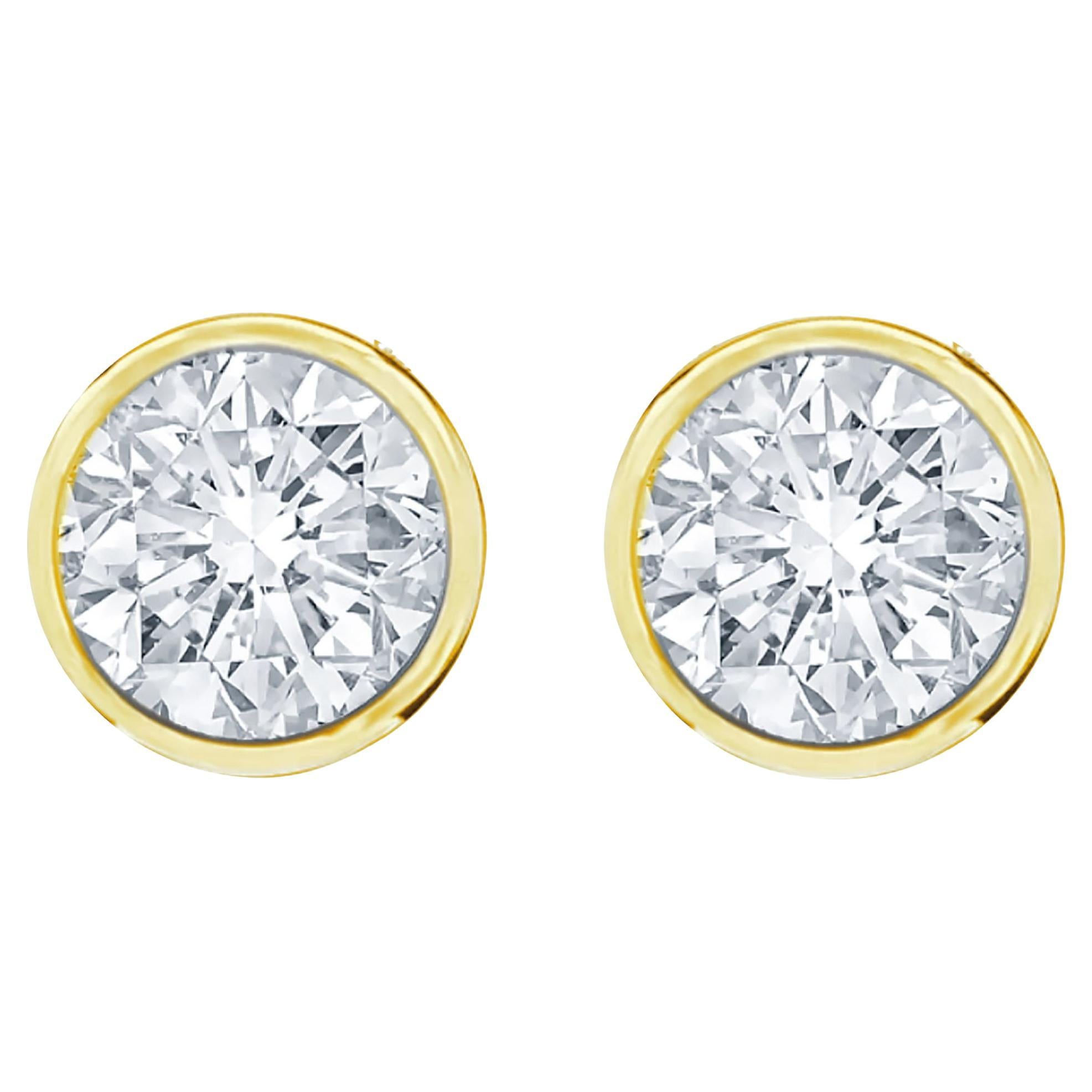 Diana M. Custom Diamond Stud Ears 14K Yellew Gold (boucles d'oreilles en or)