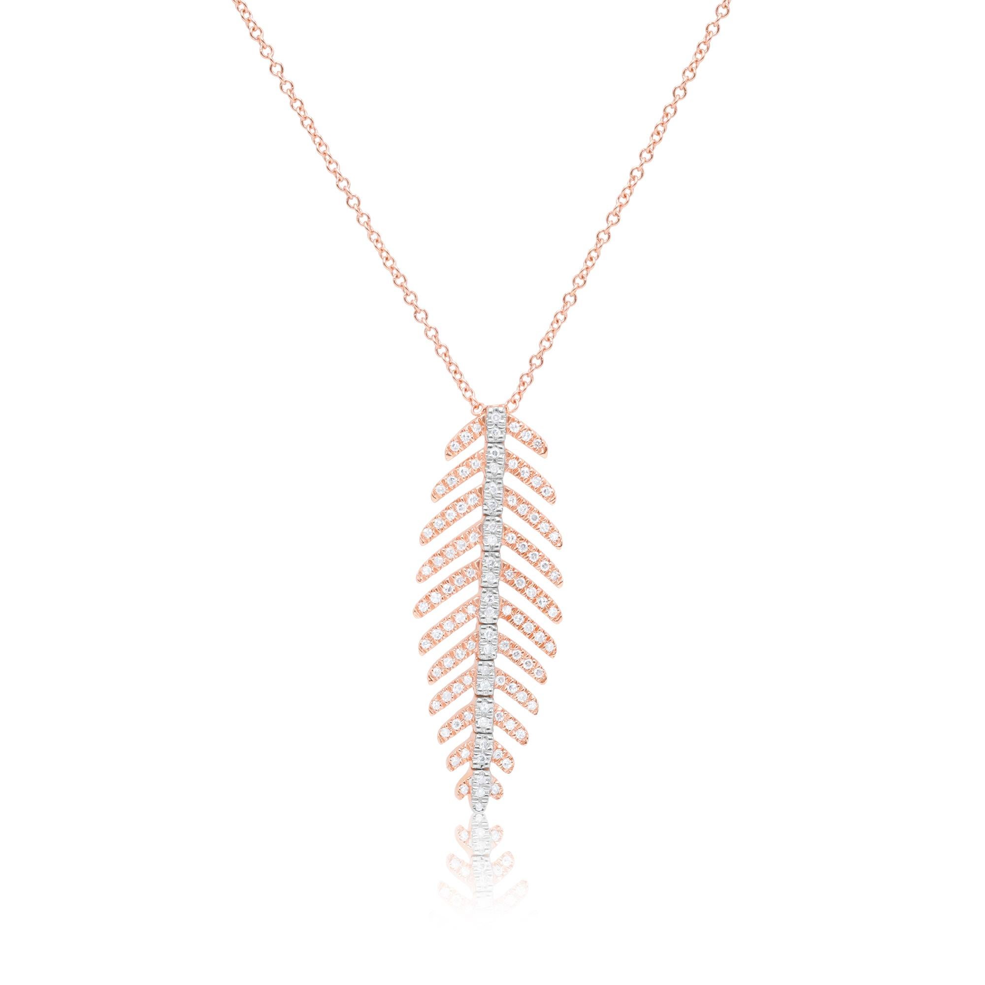 Rose Cut Diana M. Custom Fish Spine Diamond Pendant 14K Rose Gold For Sale