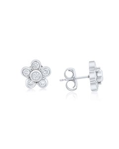 Diana M. Custom Floral 0.55 Cts. Diamond Stud Earrings 14K White Gold
