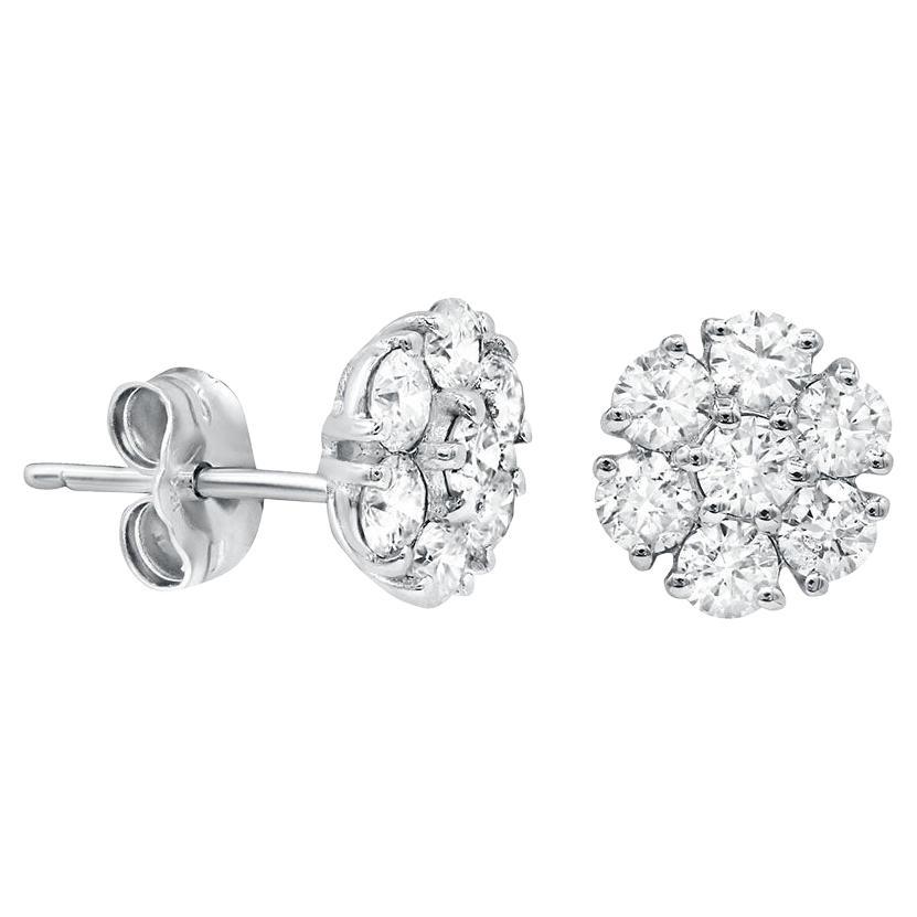 Diana M. Custom Floral Diamond Earrings 14K White Gold
