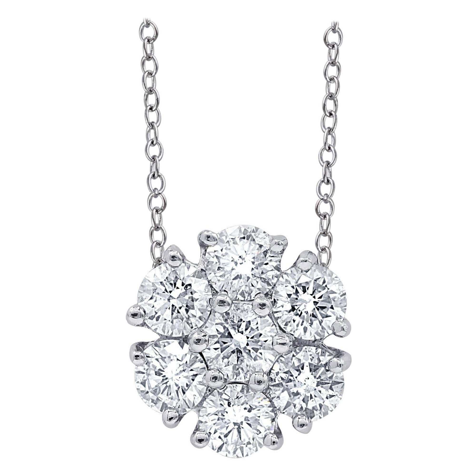 Diana M. Custom  Colgante Diamante Floral Oro Blanco 18K en venta