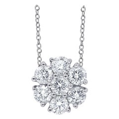 Diana M. Custom  Floral Diamond Pendant 18K White Gold