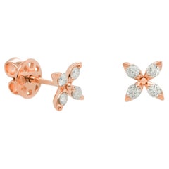 Diana M. Custom Floral Diamond Stud Earrings 14K Rose Gold