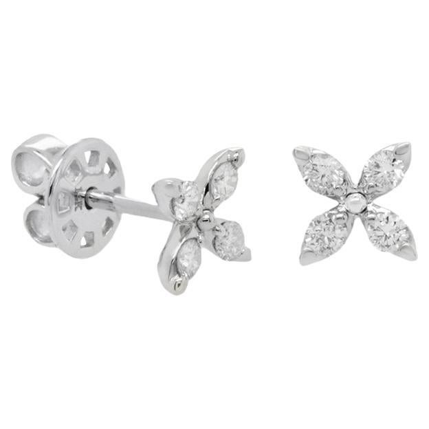 Diana M. Custom Floral Diamond Stud Earrings 14K White Gold