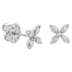 Diana M. Custom Floral Diamond Stud Earrings 14K White Gold