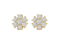 Diana M. Custom Floral Diamond Stud Earrings 14K Yellow Gold
