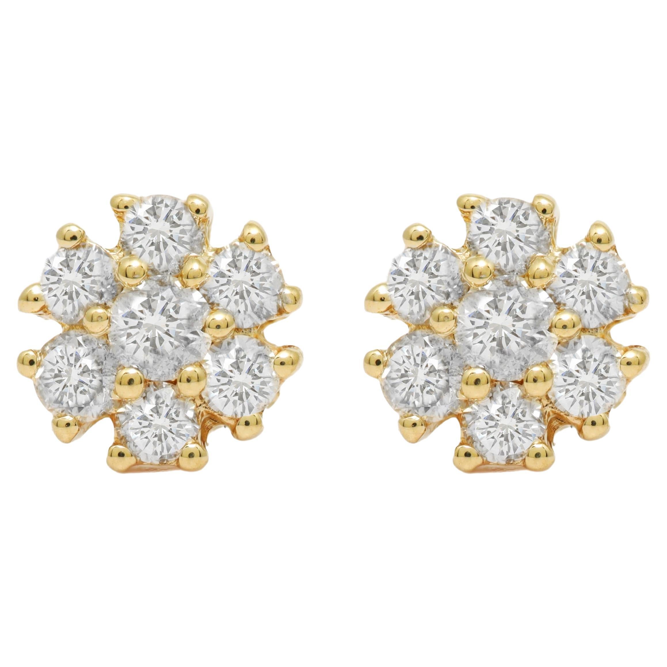 A&M Boucles d'oreilles en or jaune 14K avec diamants floraux sur mesure