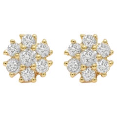 A&M Boucles d'oreilles en or jaune 14K avec diamants floraux sur mesure
