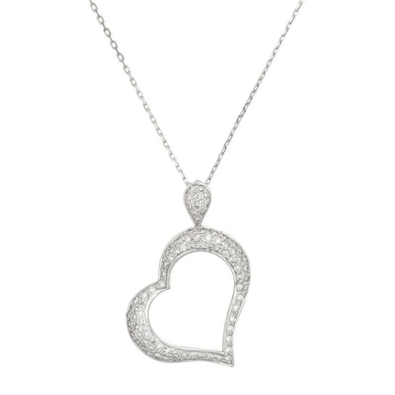 Diana M. Pendentif personnalisé en or blanc 14 carats avec diamants en forme de cœur de 1,00 carat