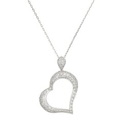 Diana M. Custom Heart Shape 1.00 Cts Diamond Pendant 14K White Gold