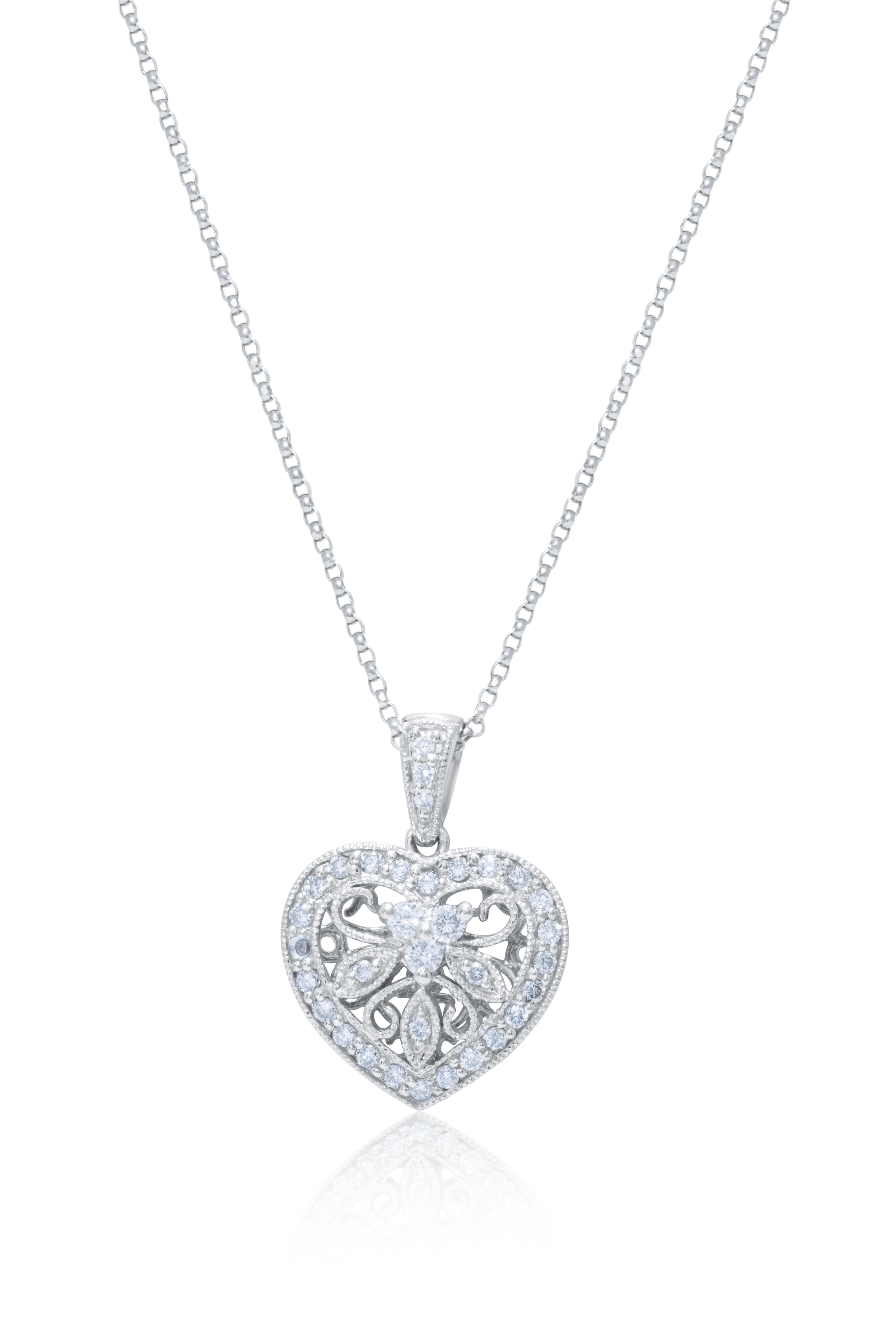 Diana M. Custom  Heart Shape Diamond Pendantn 14K White Gold In condizioni Nuovo in vendita a New York, NY