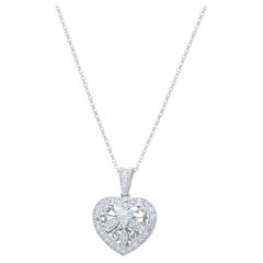 Diana M. Custom  Heart Shape Diamond Pendantn 14K White Gold