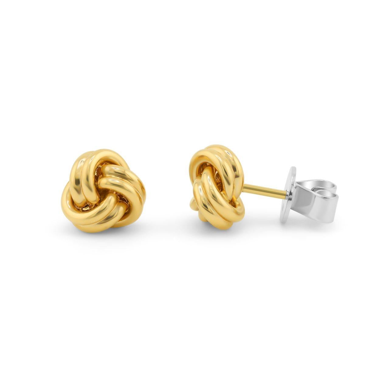 Women's or Men's Diana M. Custom Knot Stud Earrings 14K Yellow Gold For Sale