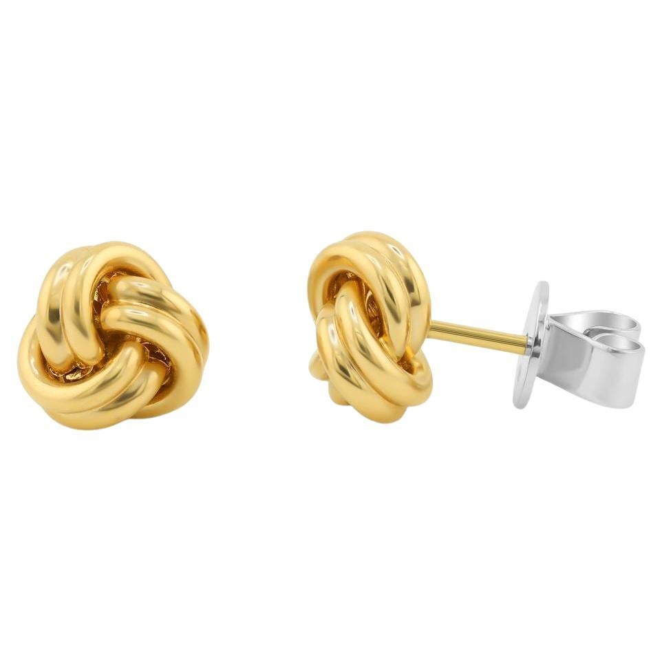 Diana M. Custom Knot Stud Earrings 14K Yellow Gold For Sale