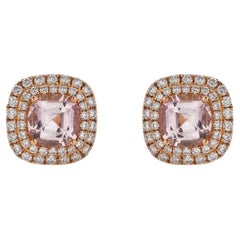 A&M Boucles d'oreilles CUSTOM MADE Tourmaline coussin 1.70 or rose 18K