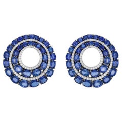 Diana M. 18kt Gold Blauer Ceylon Saphir 33,10 cts. 2,30 cts. Diamantohrringe