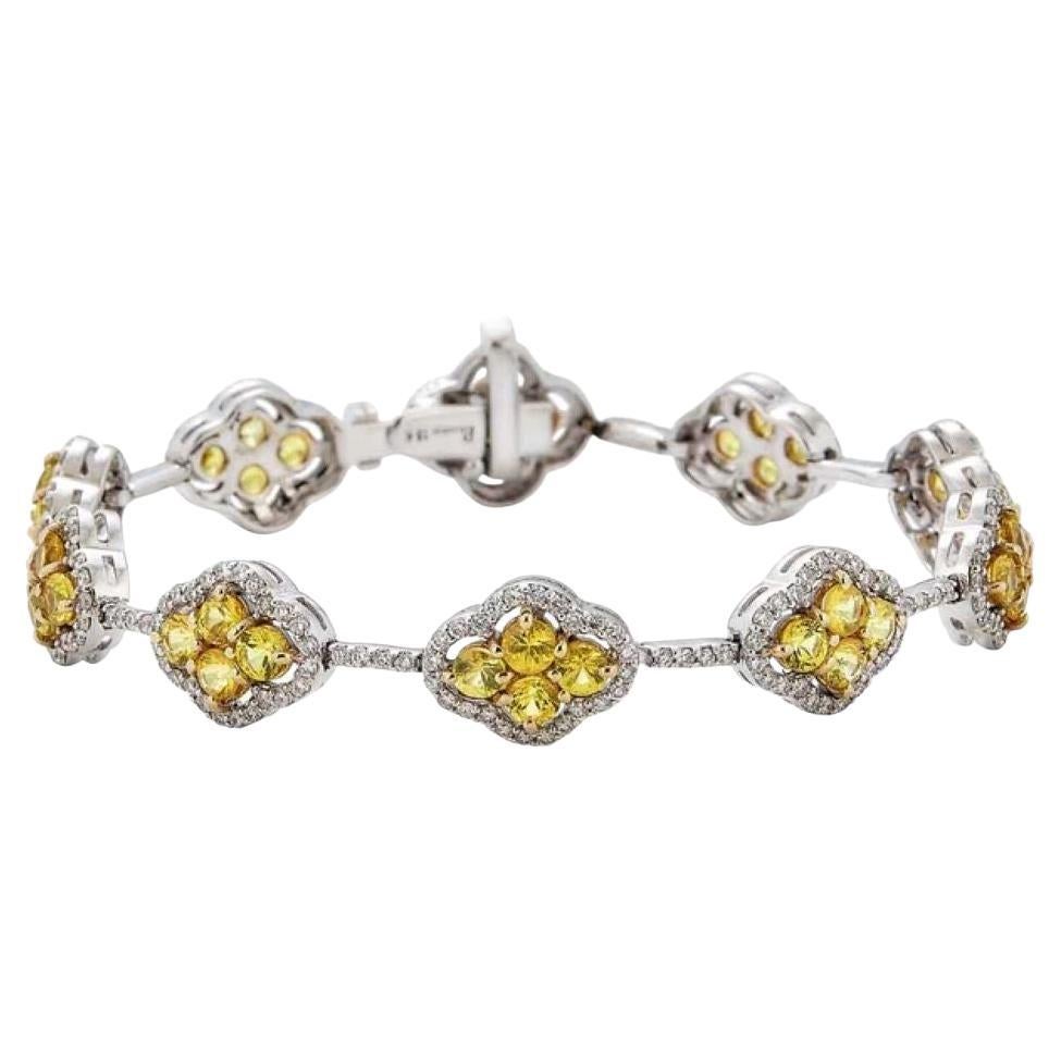 Diana M. Custom Made 18kt White Gold Natural Yellow Sapphire & Diamond Bracelet:
