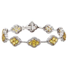 Diana M. Bracciale su misura in oro bianco 18kt con zaffiri gialli naturali e diamanti: