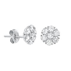 Diana M. Custom Made 3.00 CT White Diamond Stud Earrings 18 K White Gold