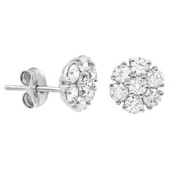 Diana M. Custom Made 3.00 CT White Diamond Stud Earrings 18 K White Gold