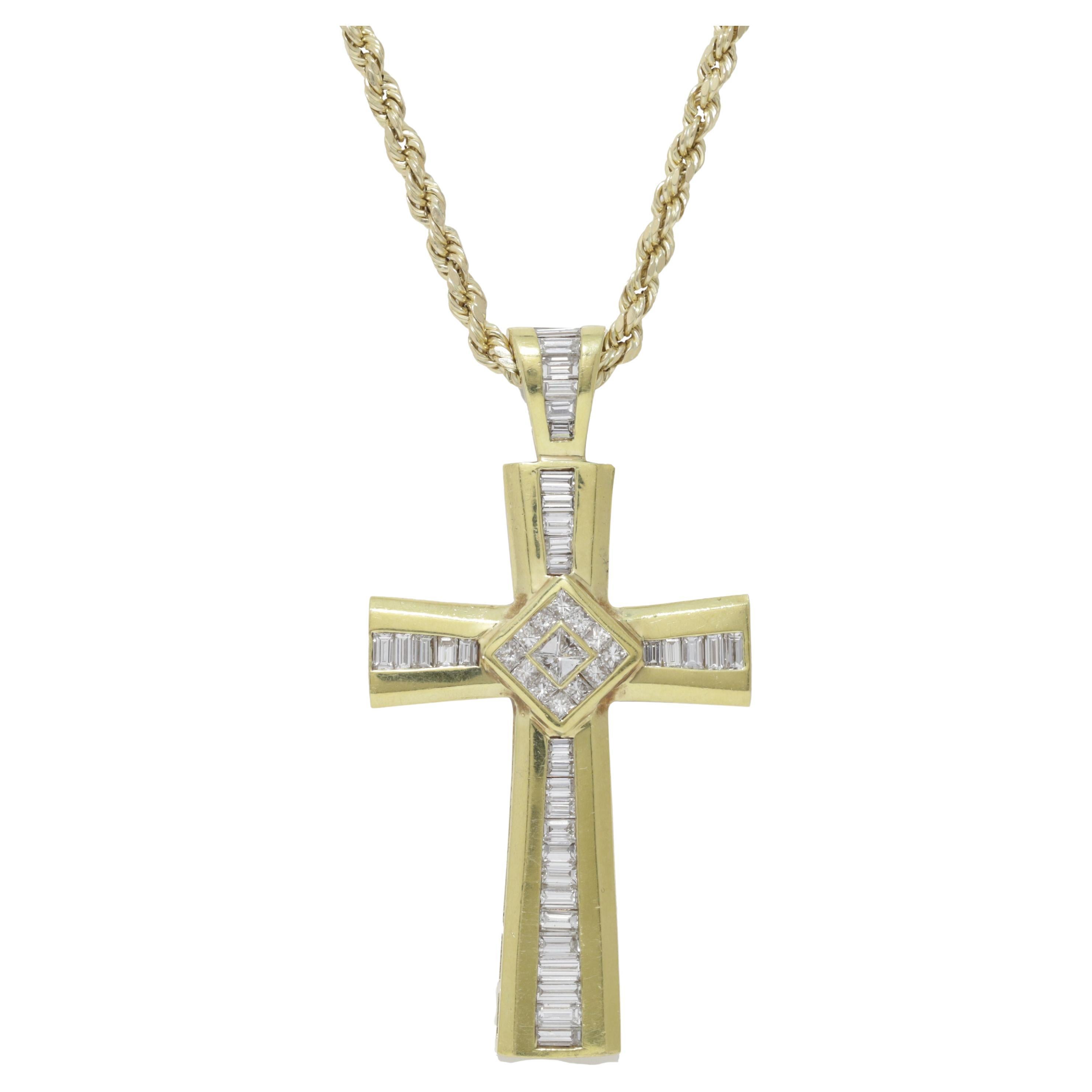 Diana M. Custom Made  4.00 CT. Diamond Cross Pendant 18K White Gold