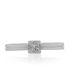 Diana M. Custom Princess Cut Diamond Ring 18K White Gold