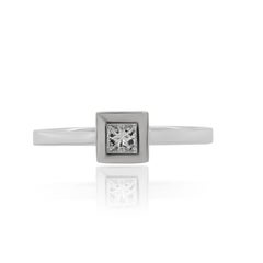 Diana M. Custom Princess Cut Diamond Ring 18K White Gold