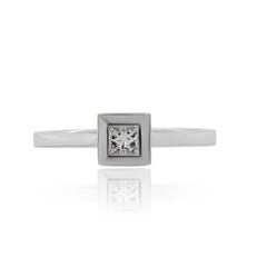 Diana M. Custom Princess Cut Diamond Ring 18K White Gold