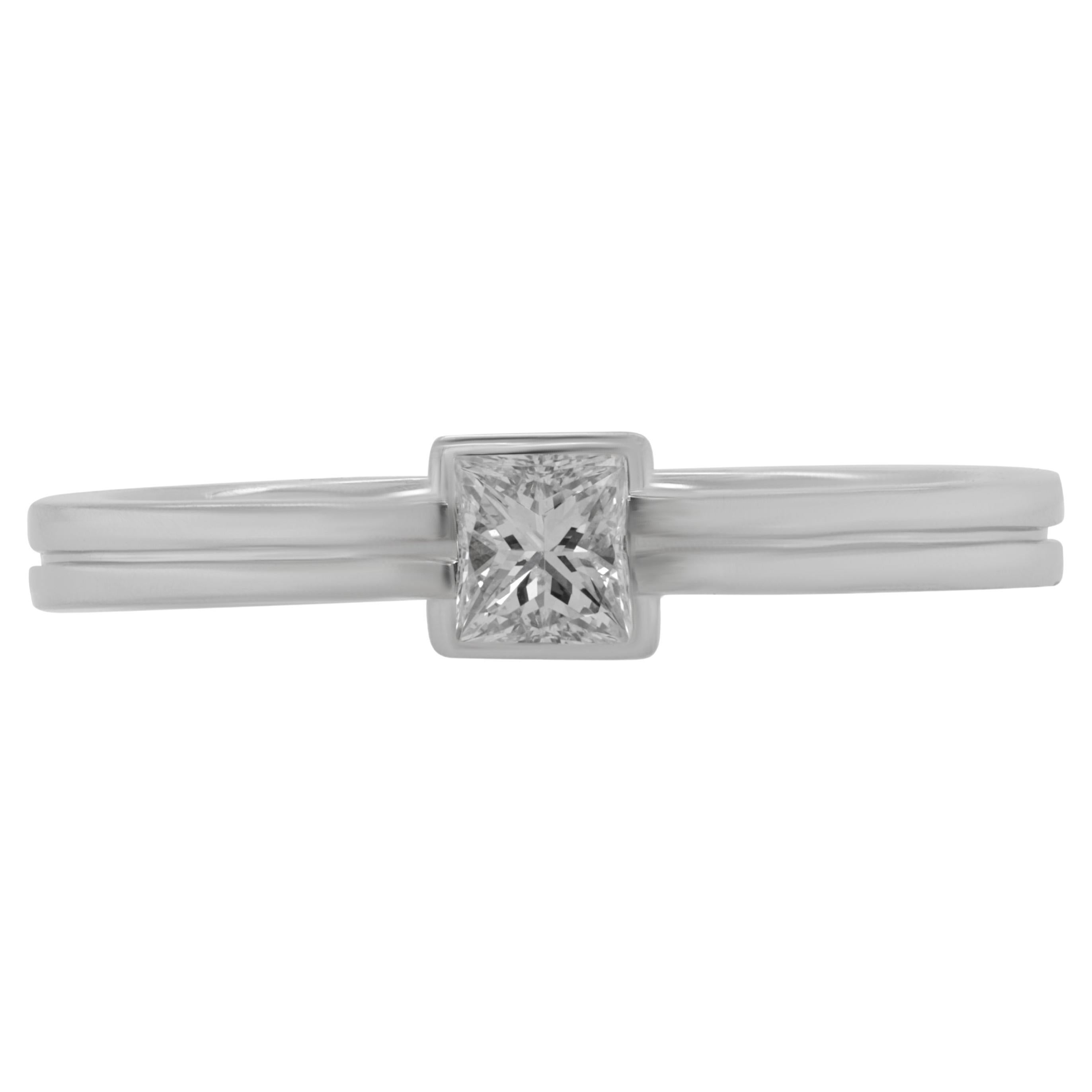 Diana M. Custom Princess Cut Diamond Ring 18K White Gold
