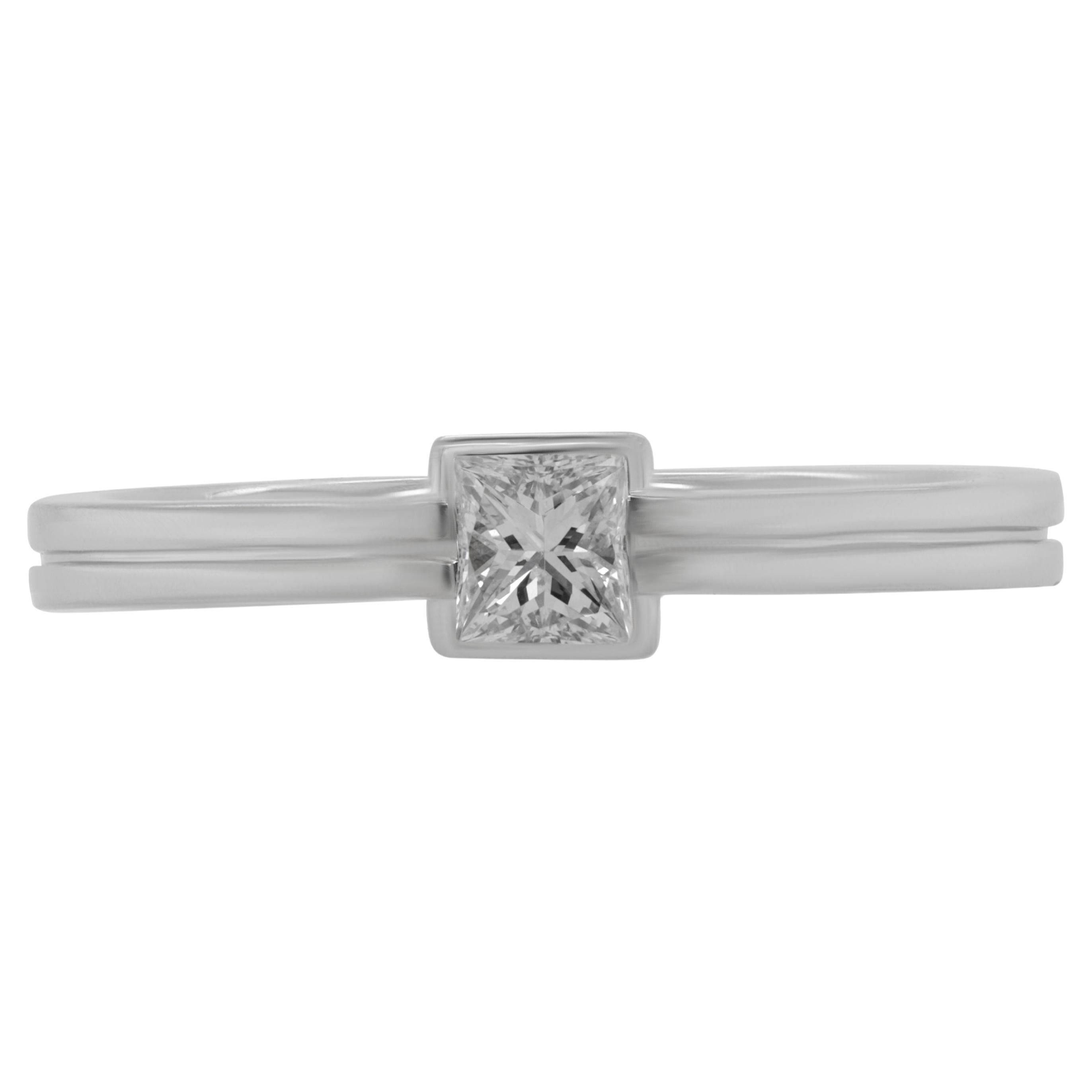 Diana M. Custom Princess Cut Diamond Ring 18K White Gold