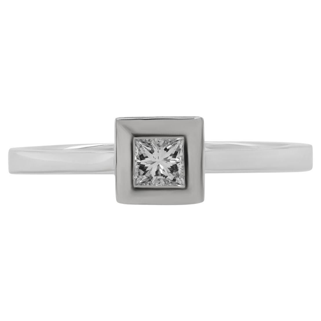Diana M. Custom Princess Cut Diamond Ring 18K White Gold