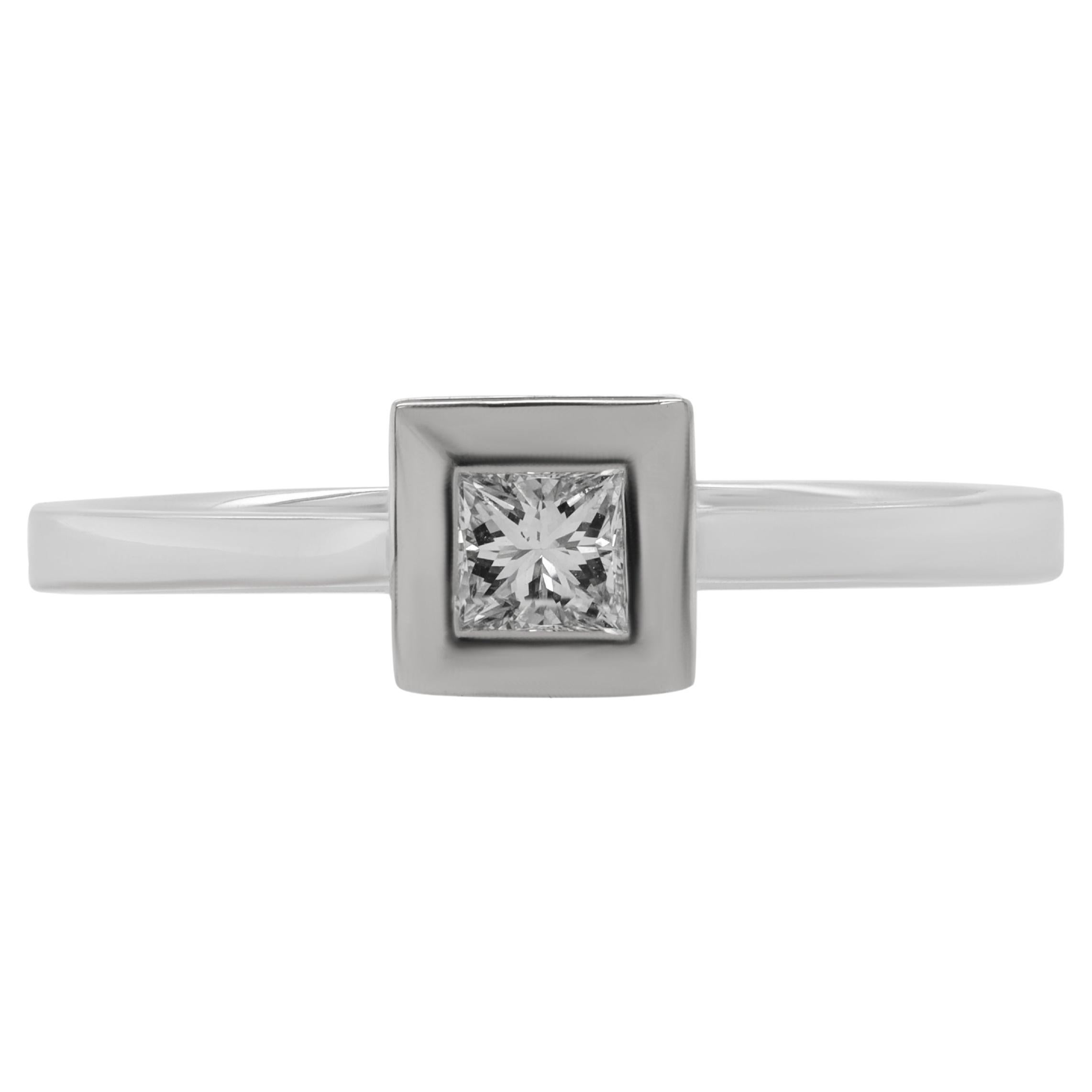 Diana M. Custom Princess Cut Diamond Ring 18K Whte Gold