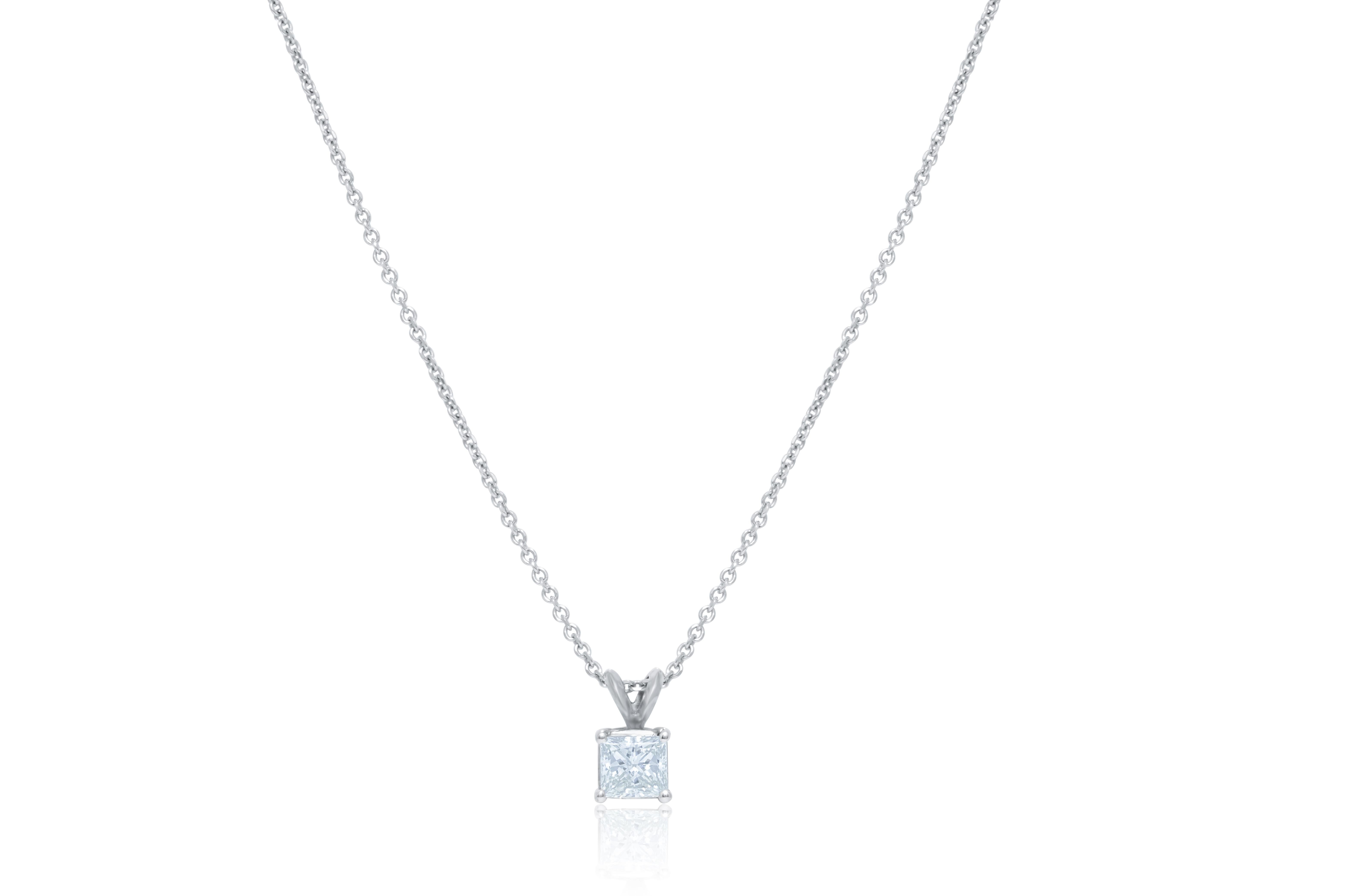 Diana M. Custom Princess Cut Anhänger 14K Weißgold für Damen oder Herren